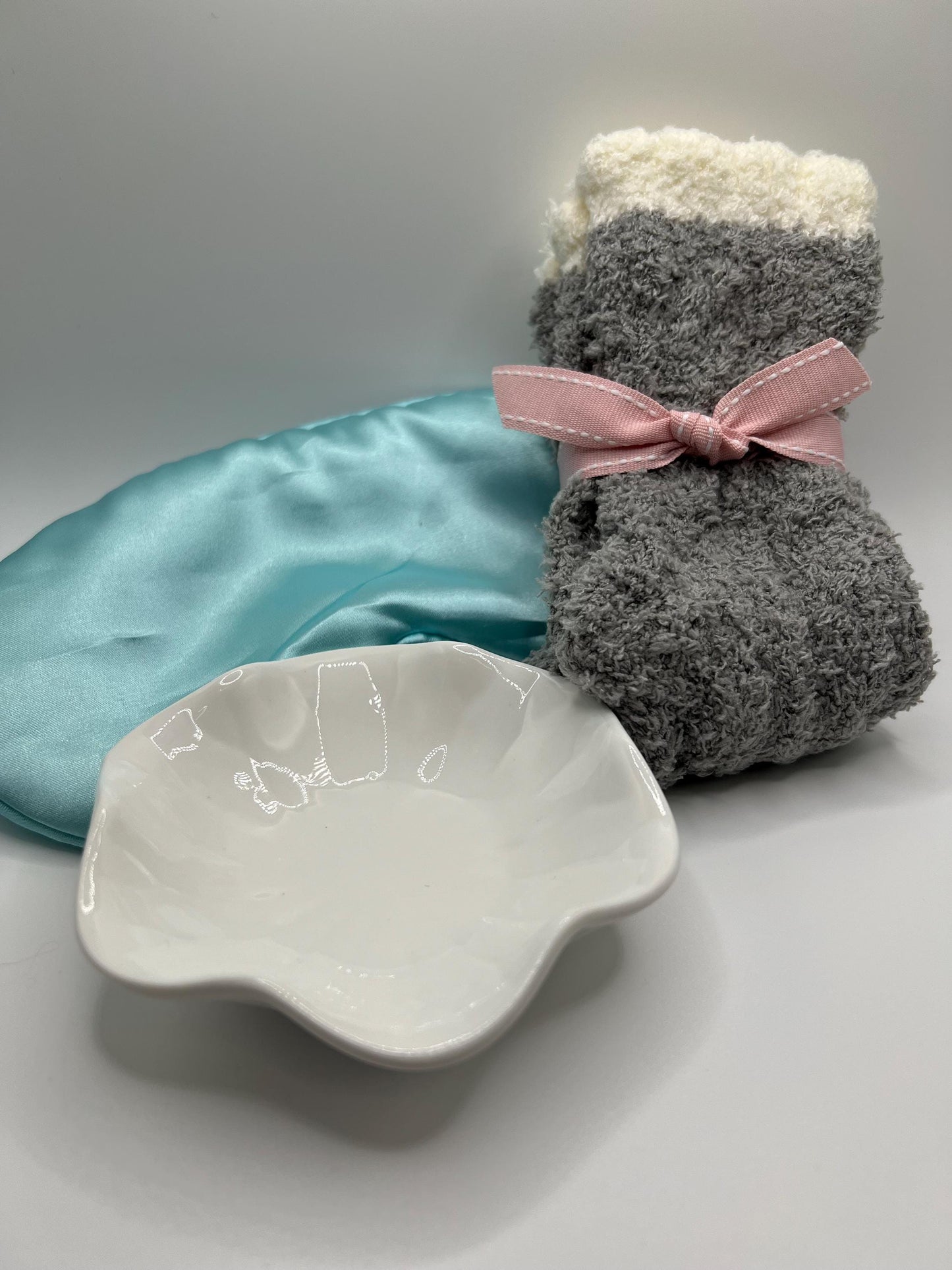 Self-Care Gift Box for Her: Handmade Earrings, Trinket Tray & Fuzzy Socks