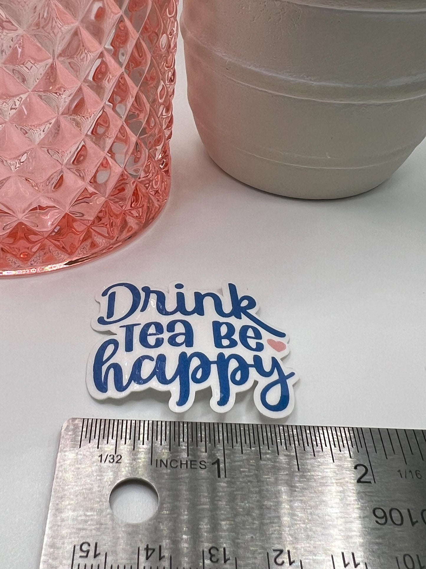Drink tea be happy sticker - water-resistant, water bottles, laptop, kindle, mug
