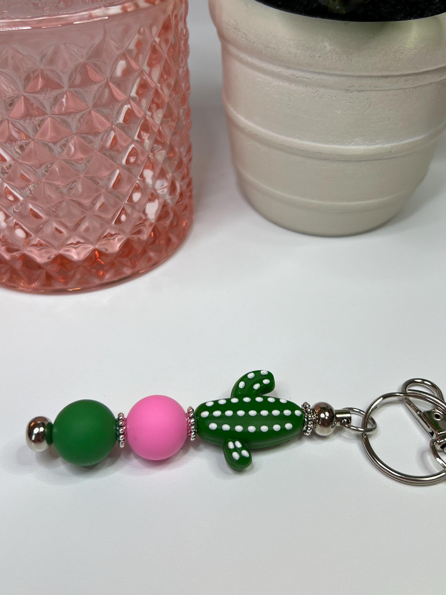 Cactus Silicone Bead Keychain: Handmade Bag Charm