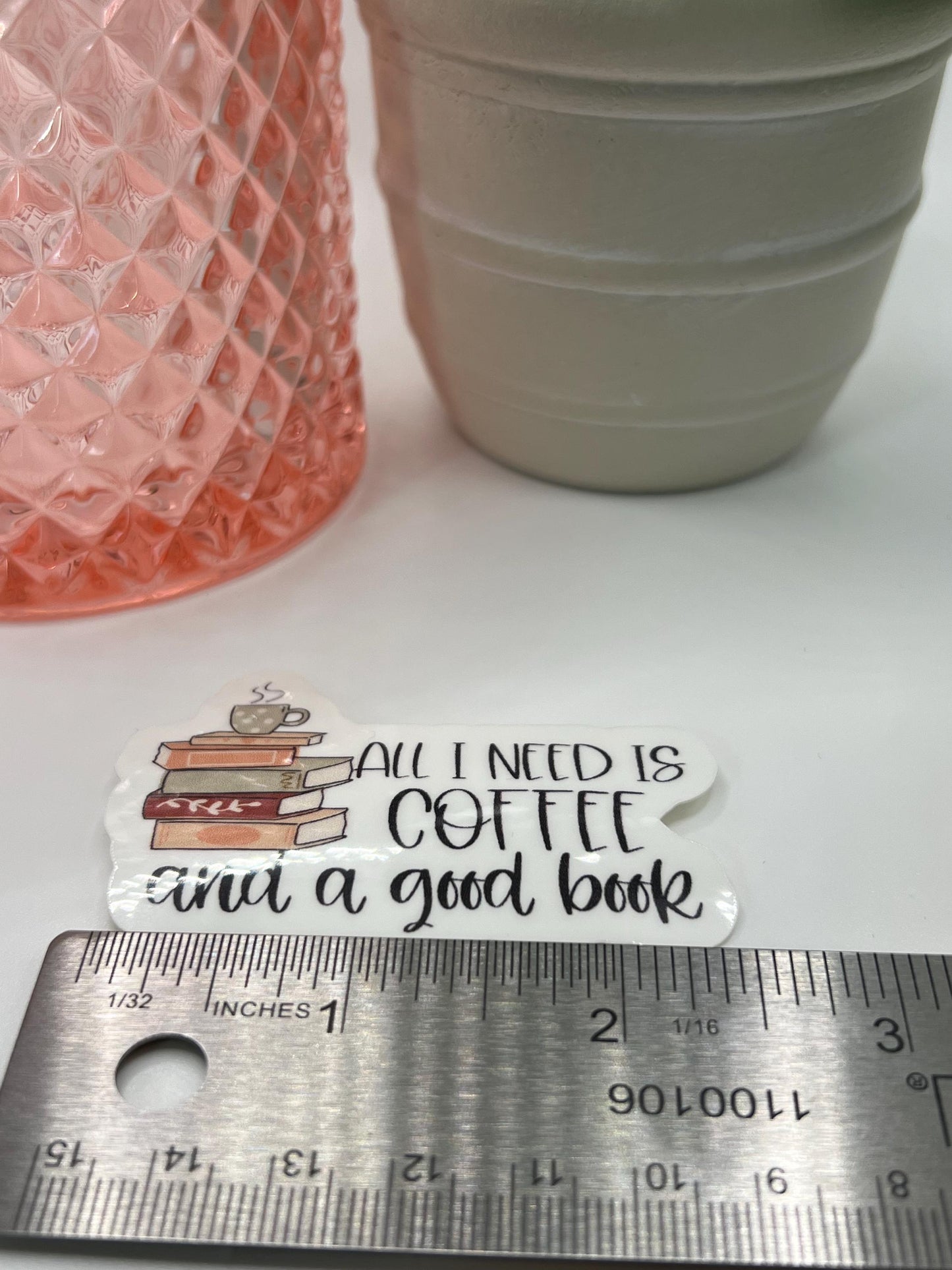 Coffee and Books Sticker: Waterproof Laptop Decal