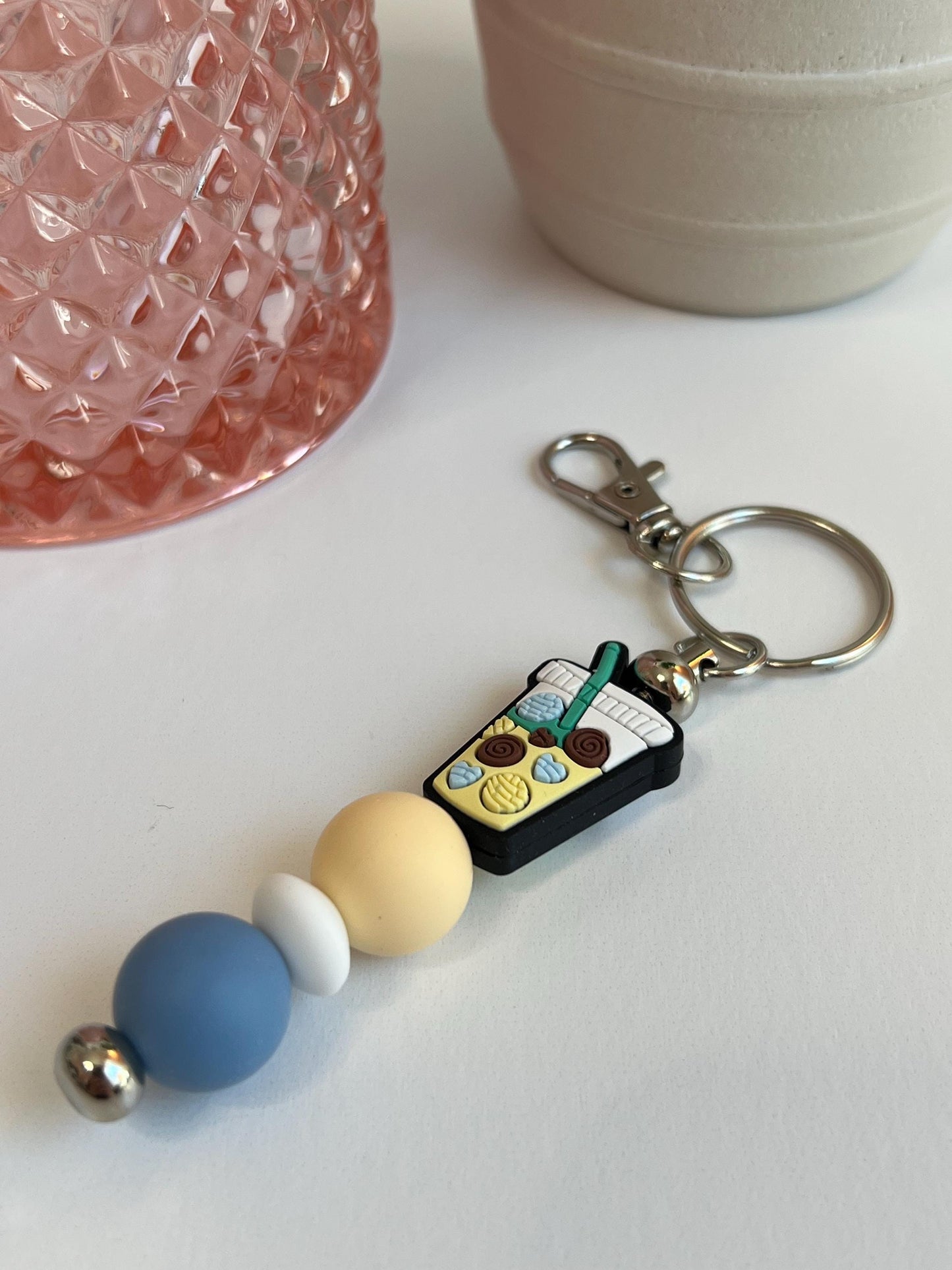 Iced Coffee Silicone Bead Keychain: Stocking Stuffer Gift