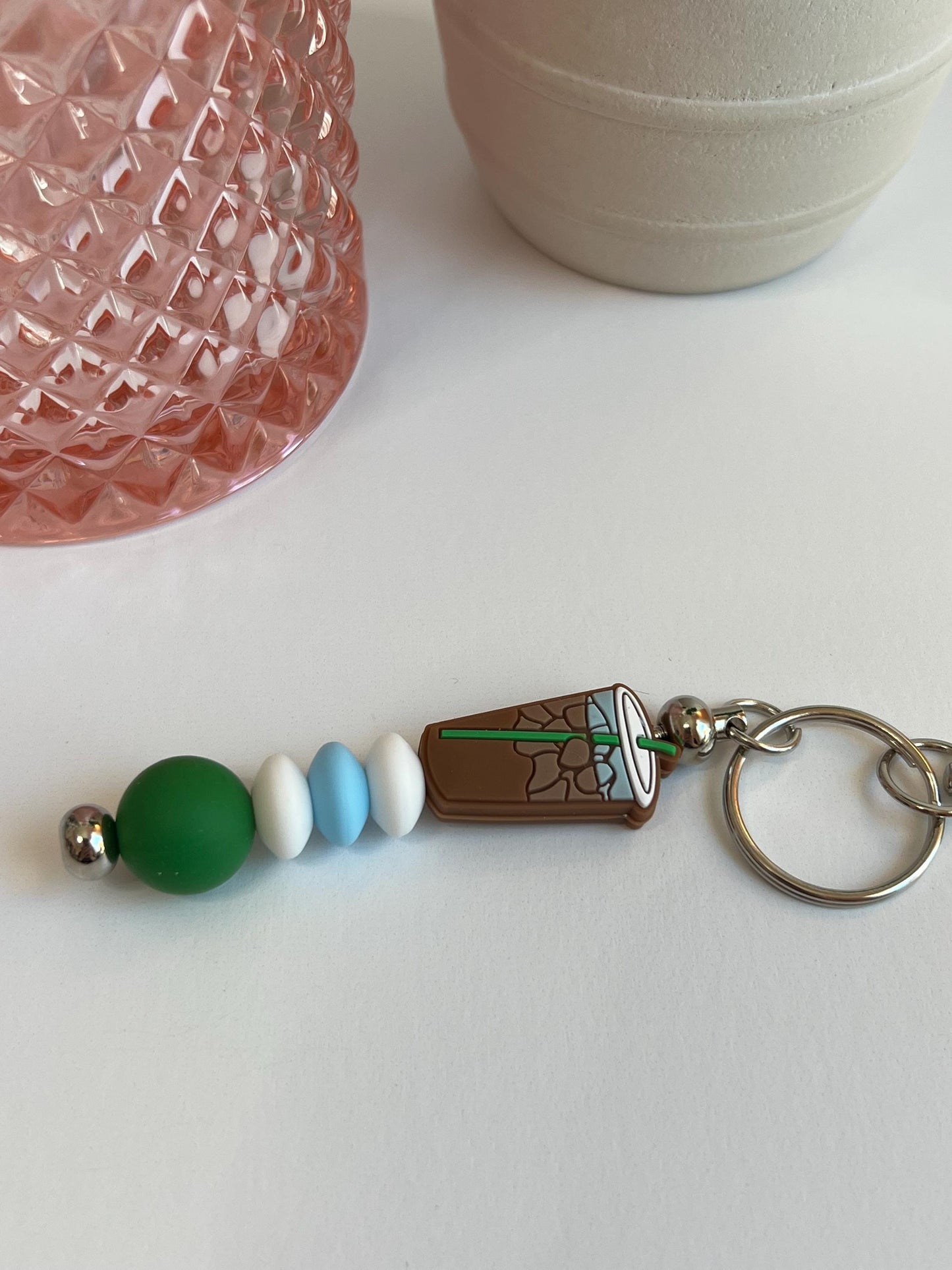 Iced Coffee Silicone Bead Keychain: Stocking Stuffer Gift