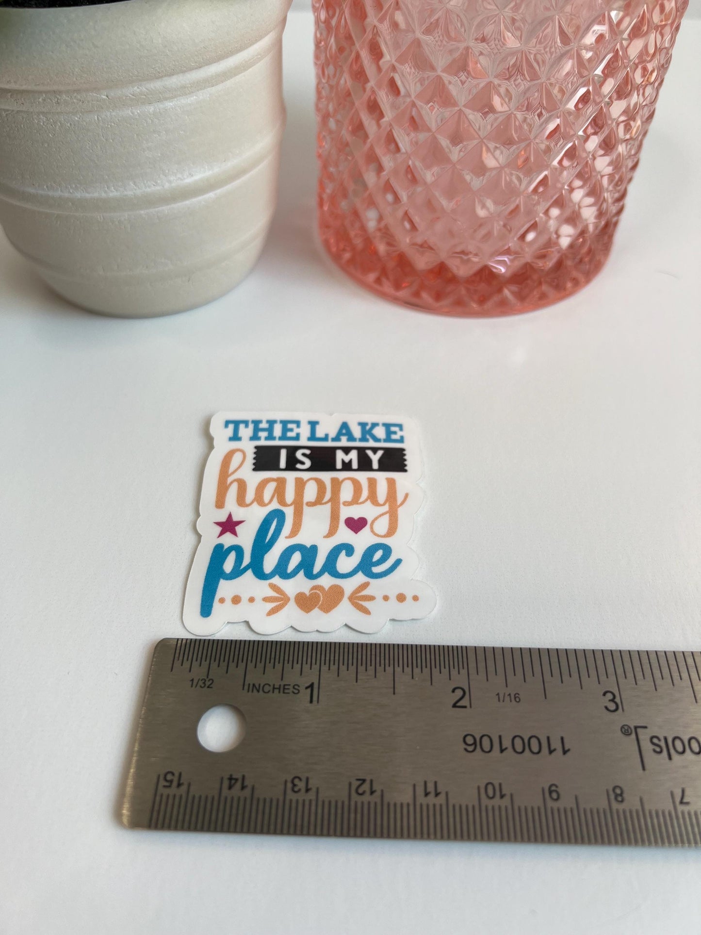 The Lake is my Happy Place sticker -water-resistant, water bottles, laptop, kindle, mug