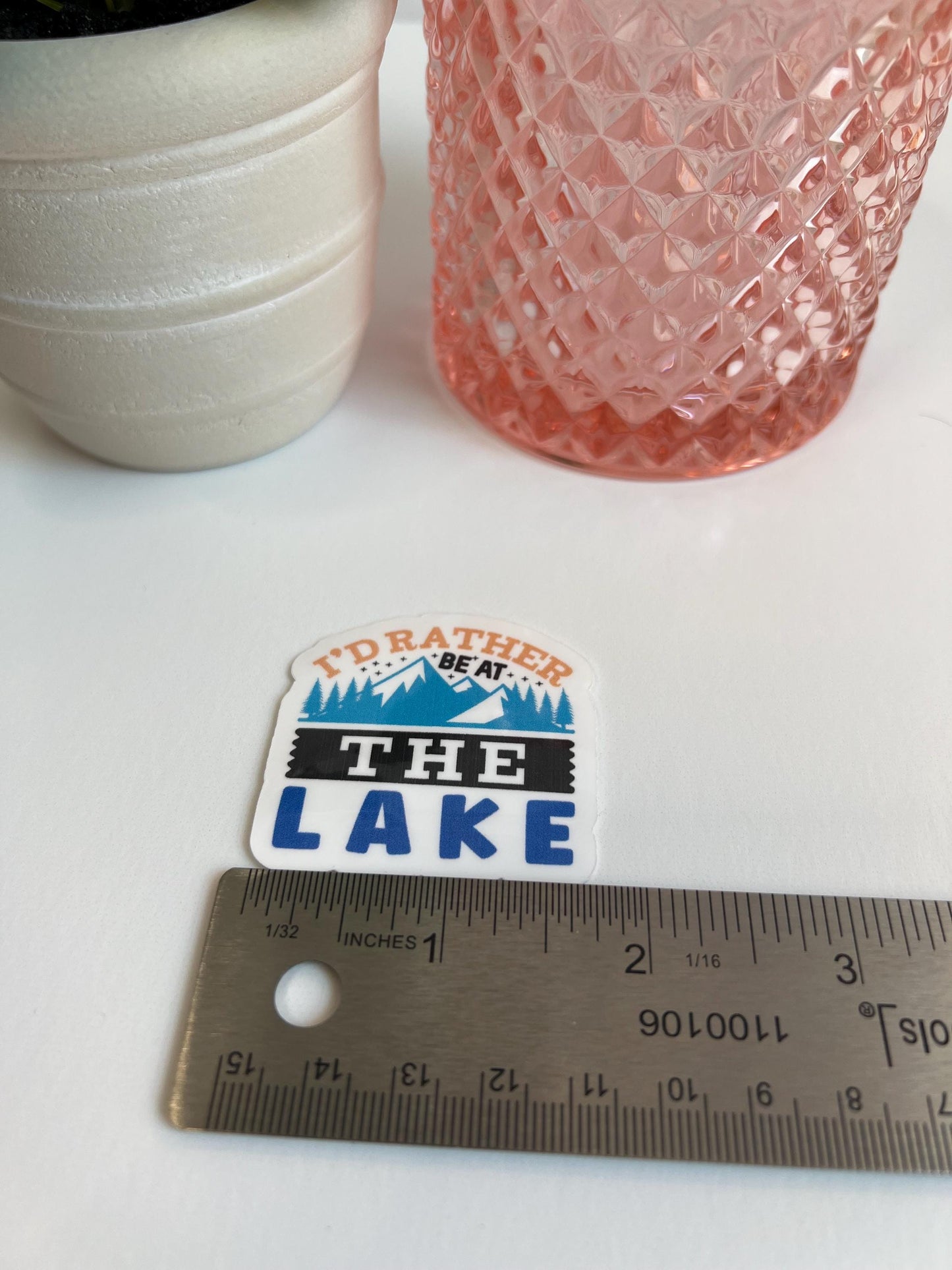 I'd Rather Be At The Lake sticker -water-resistant, water bottles, laptop, kindle, mug