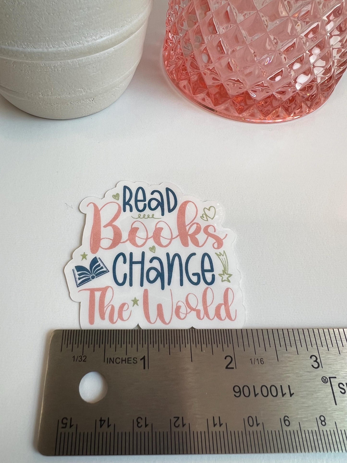 Read Books Change The World sticker -water-resistant, water bottles, laptop, kindle, mug