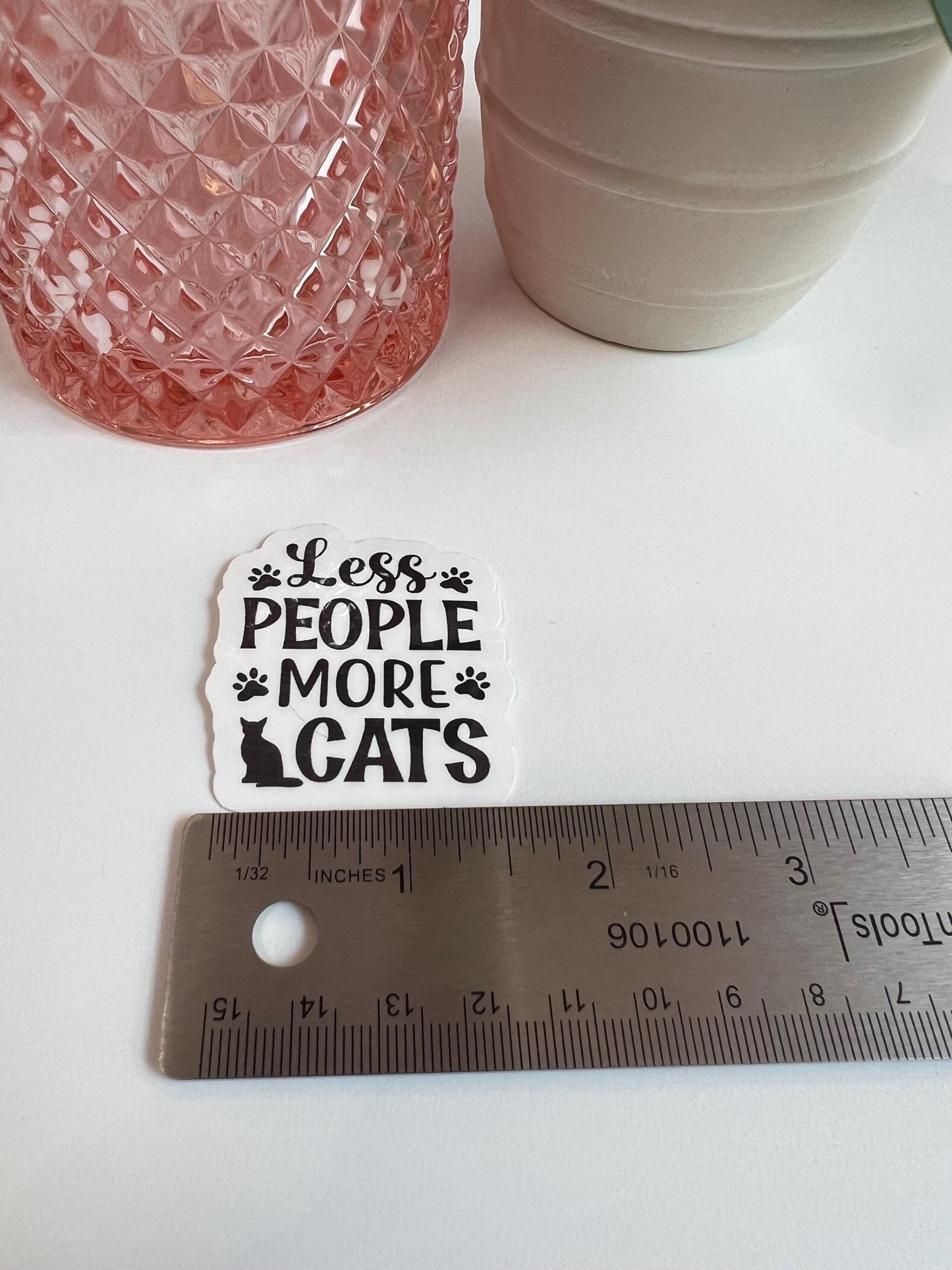 Less People More Cats sticker - water-resistant, water bottles, laptop, kindle, mug