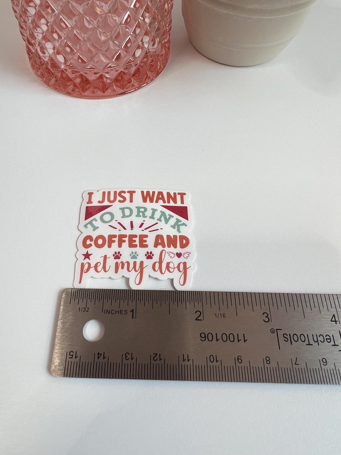 Coffee and Dog Sticker: Water-Resistant Laptop Decal