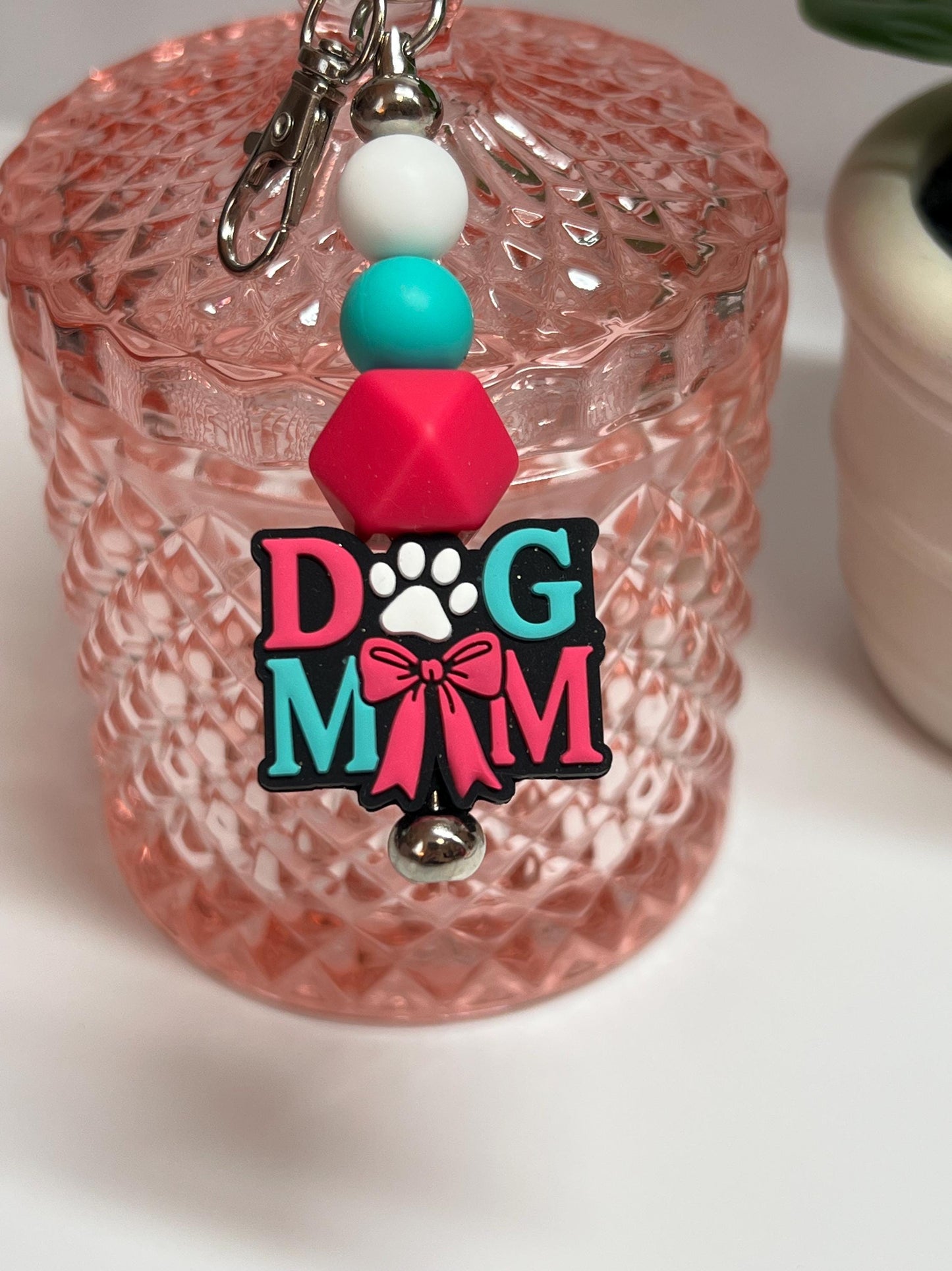 Dog Mom Silicone Bead Keychain: Bag Charm, Stocking Stuffer