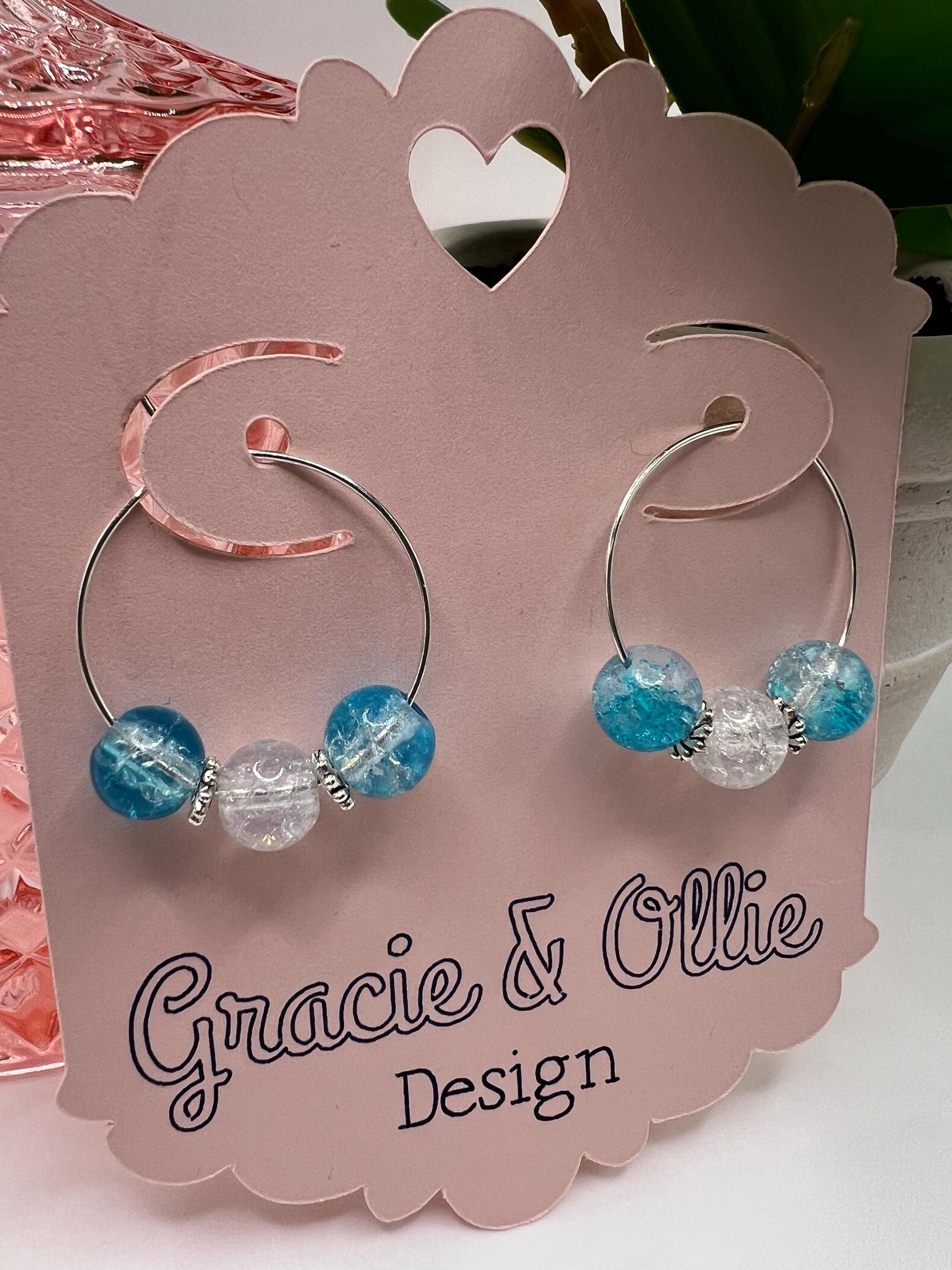 Handcrafted Hoop Earrings - birthday gift, beaded jewelry, present, stocking stuffer