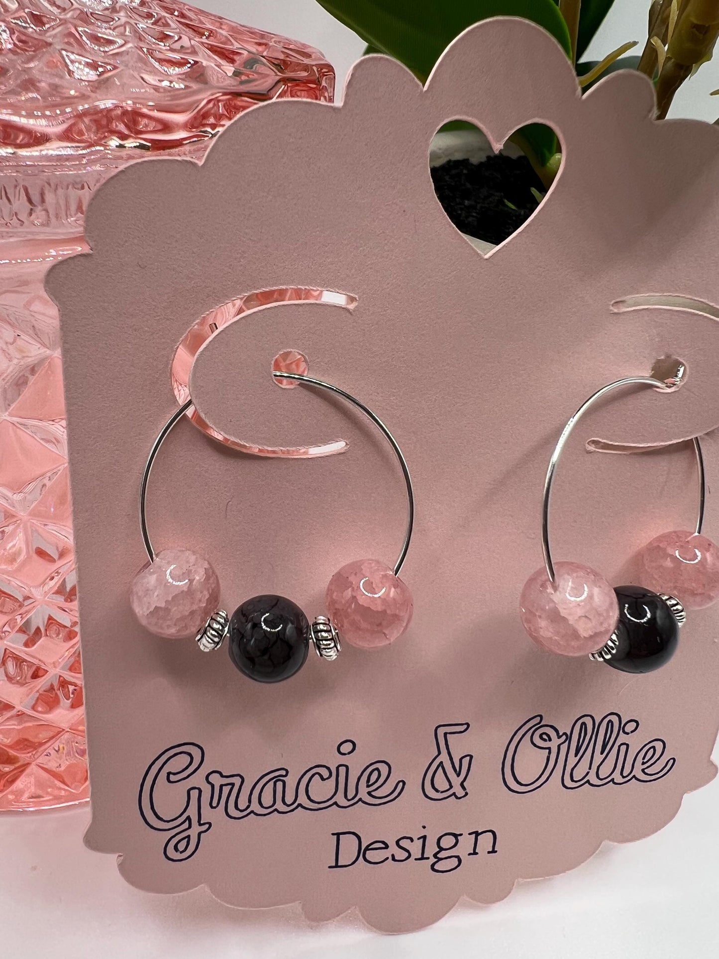 Handcrafted Hoop Earrings - birthday gift, beaded jewelry, present, stocking stuffer