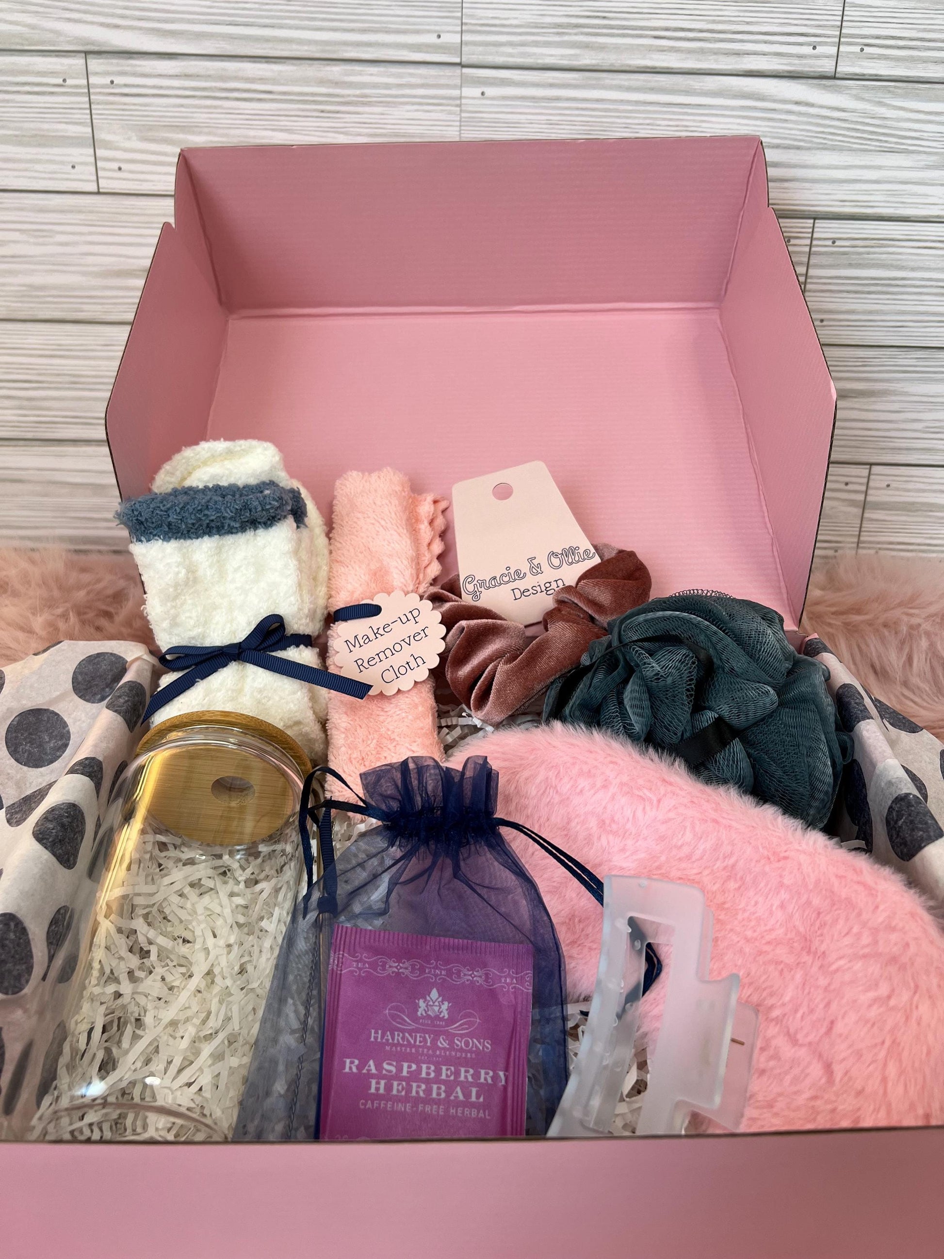 Self-Care Gift Box for Her: Water Bottle, Eye Mask & Fuzzy Socks