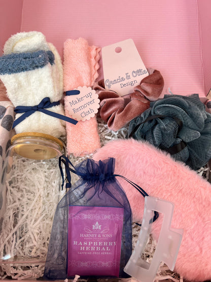 Self-Care Gift Box for Her: Water Bottle, Eye Mask & Fuzzy Socks