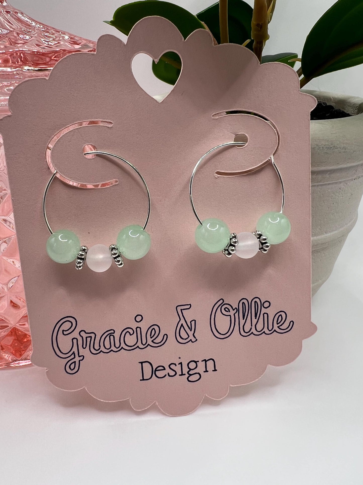 Handcrafted Hoop Earrings - birthday gift, beaded jewelry, present, stocking stuffer