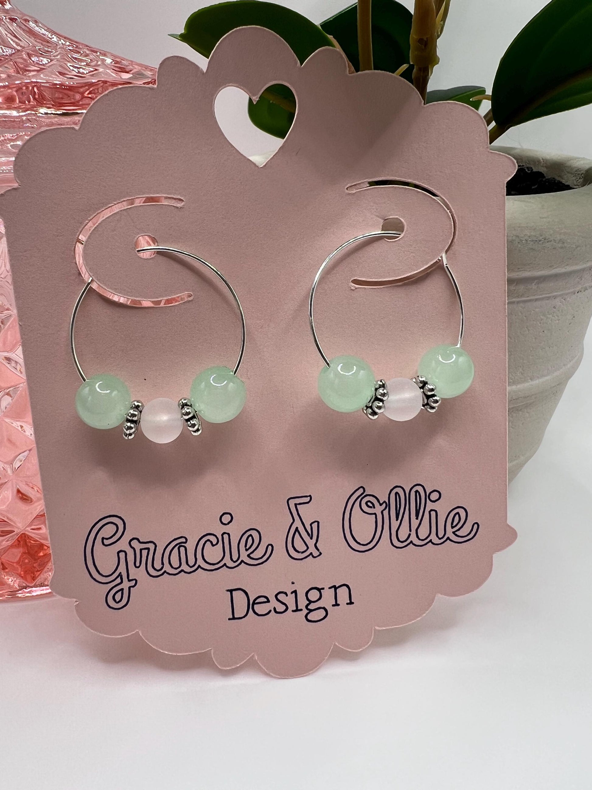 Handcrafted Hoop Earrings - birthday gift, beaded jewelry, present, stocking stuffer