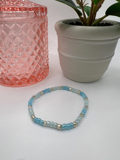 Blue Beaded Bracelet: Handmade Silver Accent Jewelry