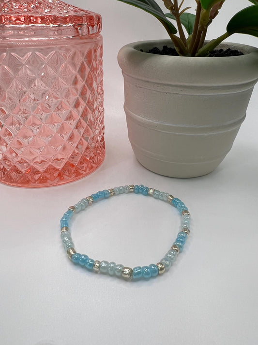 Blue Beaded Bracelet: Handmade Silver Accent Jewelry