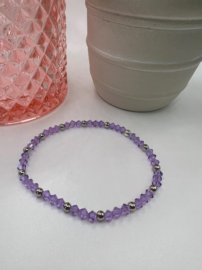 Handmade Purple Beaded Bracelet: Silver Accent Jewelry