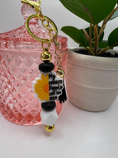 Handmade Beaded Keychain: "My Favorite People Call Me Mom"