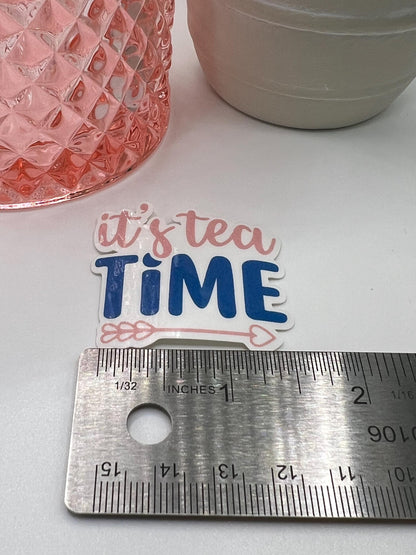 It's tea time sticker - water-resistant, water bottles, laptop, kindle, mug
