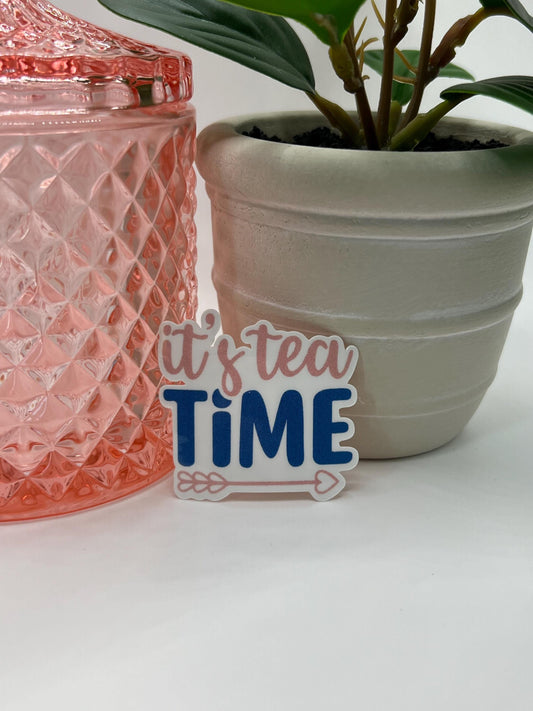 It's tea time sticker - water-resistant, water bottles, laptop, kindle, mug