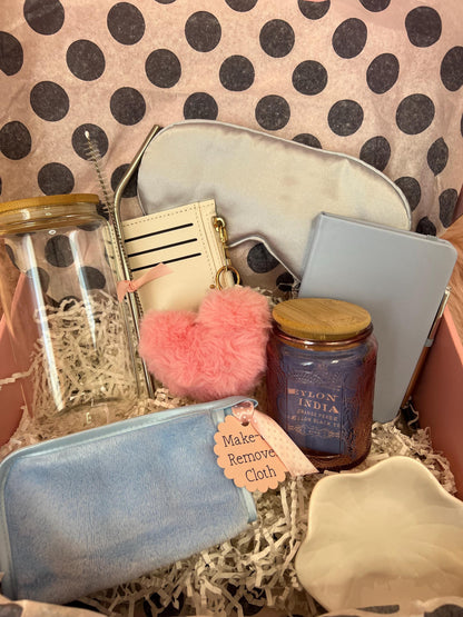 Self-Care Gift Box for Her: Water Bottle, Eye Mask & Trinket Tray