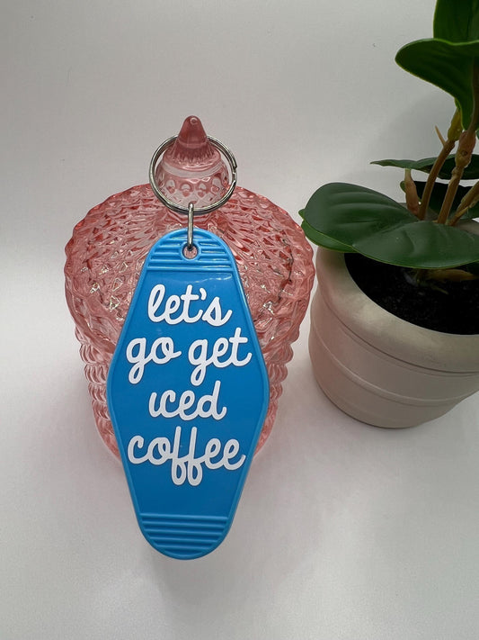 Iced Coffee Motel Keychain: Gift for Coffee Lover