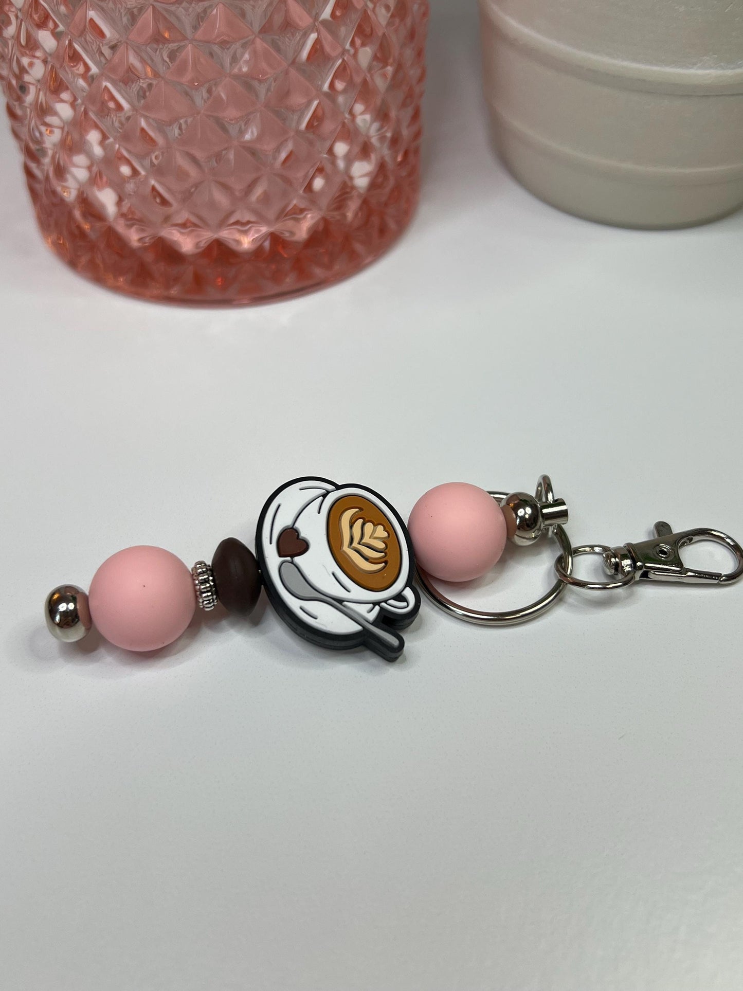 Latte Cup Silicone Bead Keychain: Coffee Lover Gift