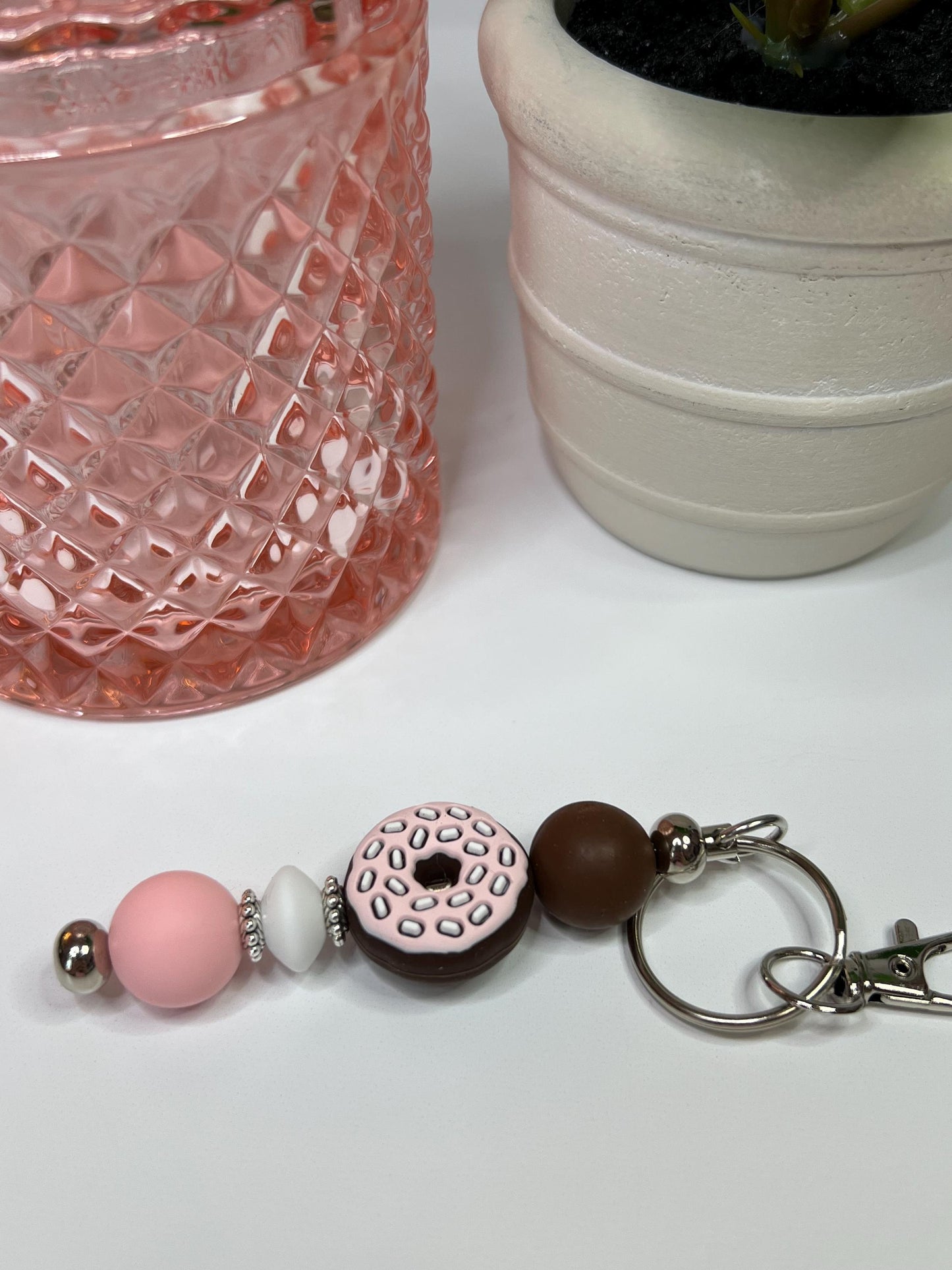 Sprinkle Donut Silicone Bead Keychain: Bag Charm, Stocking Stuffer