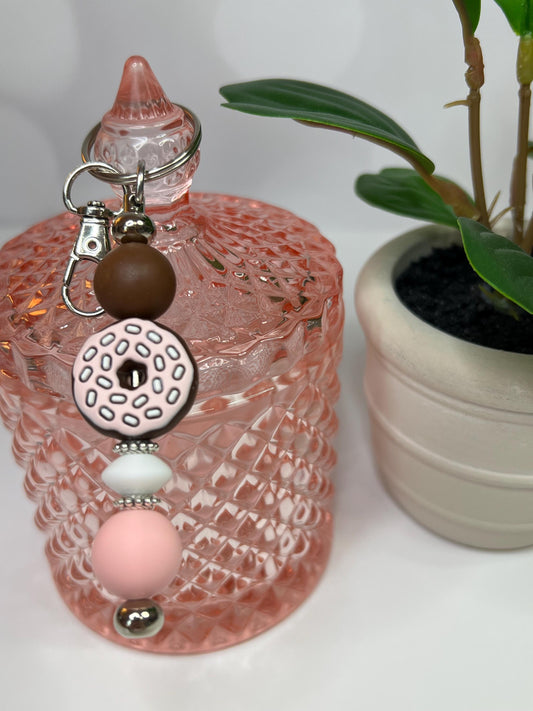 Sprinkle Donut Silicone Bead Keychain: Bag Charm, Stocking Stuffer