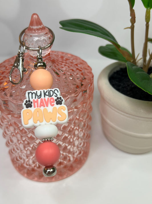 My Kids Have Paws Silicone Bead Keychain: Pet Lover Gift