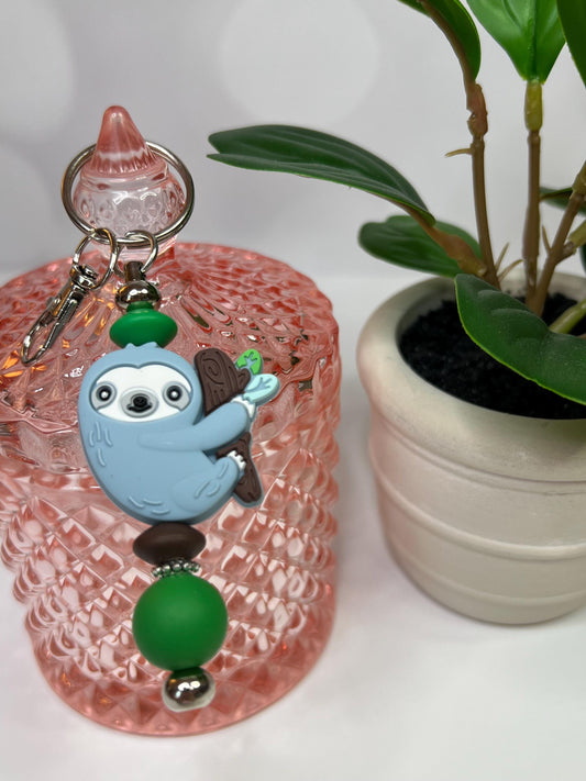 Sloth Keychain: Silicone Bead Bag Charm, Stocking Stuffer