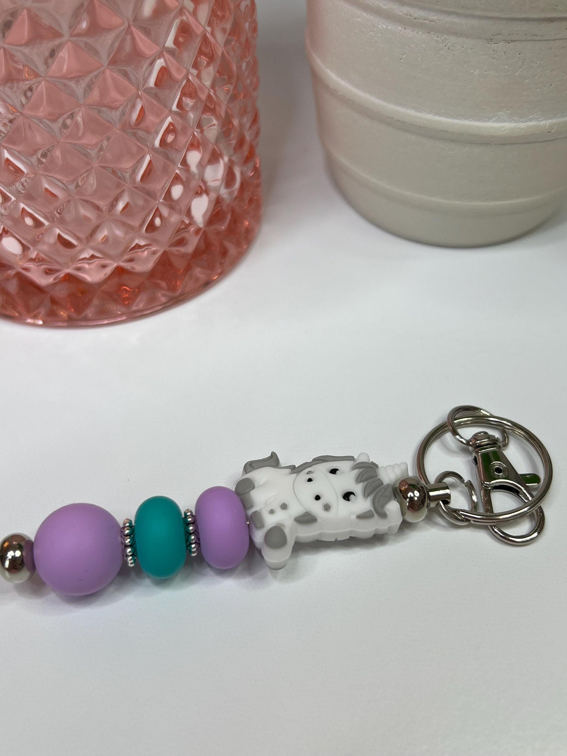 Unicorn Silicone Bead Keychain: Lavender & Turquoise Bag Charm