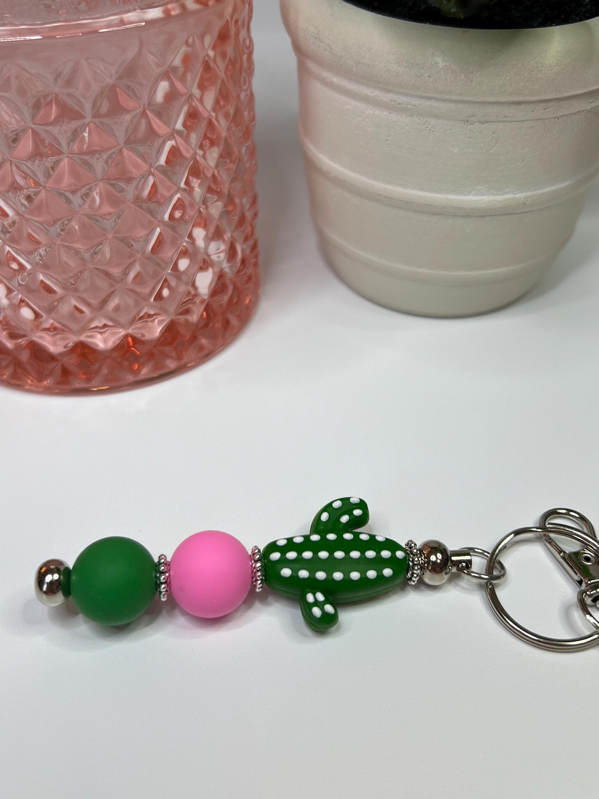 Cactus Silicone Bead Keychain: Handmade Bag Charm