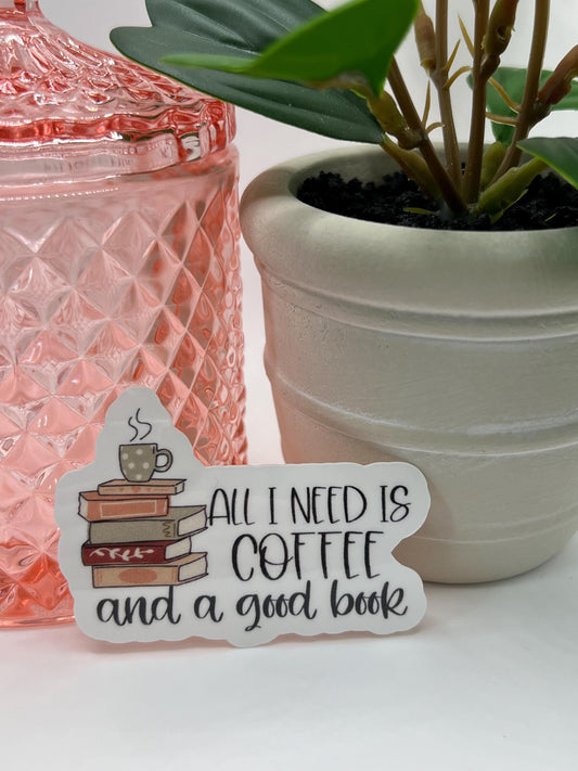Coffee and Books Sticker: Waterproof Laptop Decal