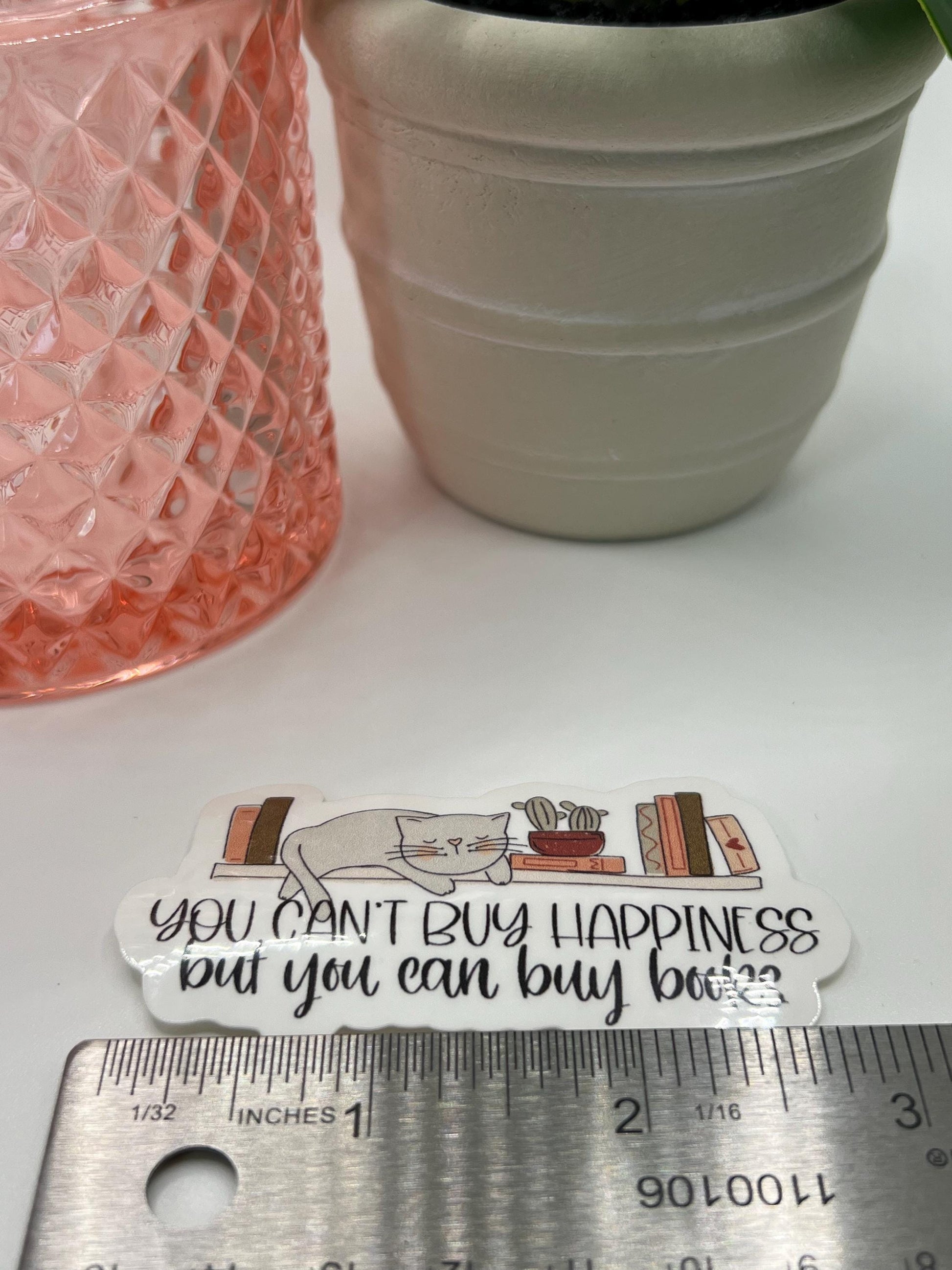 You Can't Buy Happiness but You Can Buy Books sticker - water-resistant, water bottles, laptop, kindle, mug