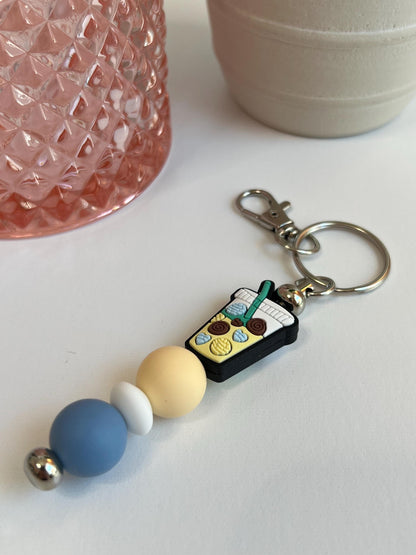 Iced Coffee Silicone Bead Keychain: Stocking Stuffer Gift