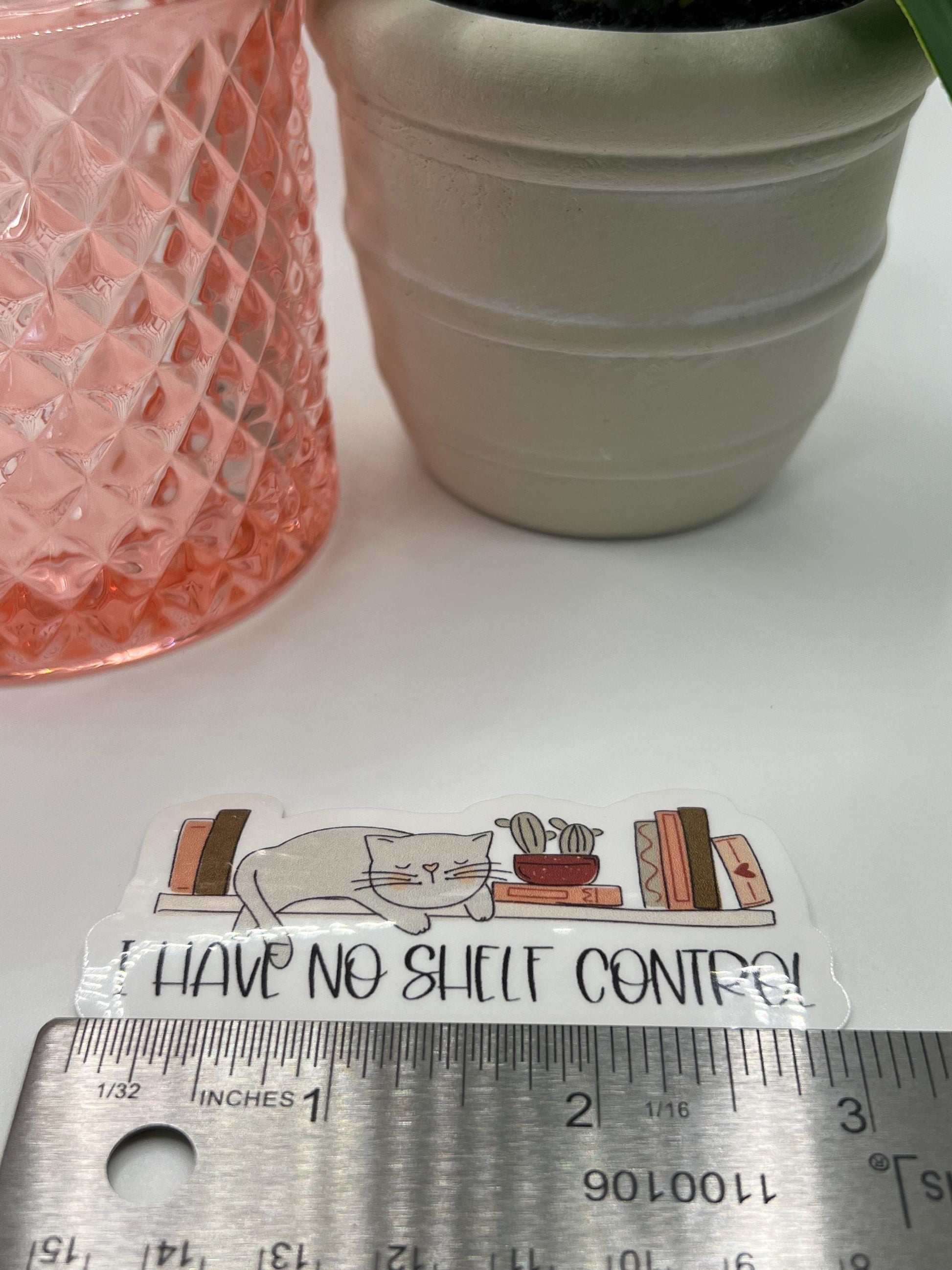 I Have No Shelf Control book sticker - water-resistant, water bottles, laptop, kindle, mug