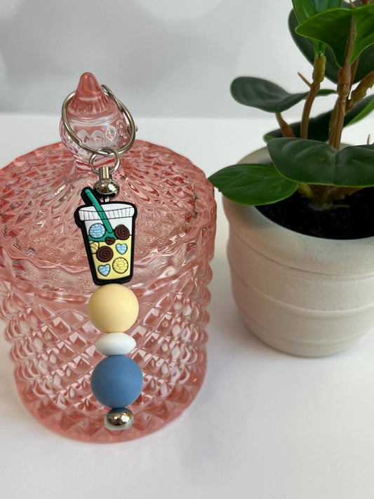 Iced Coffee Silicone Bead Keychain: Stocking Stuffer Gift