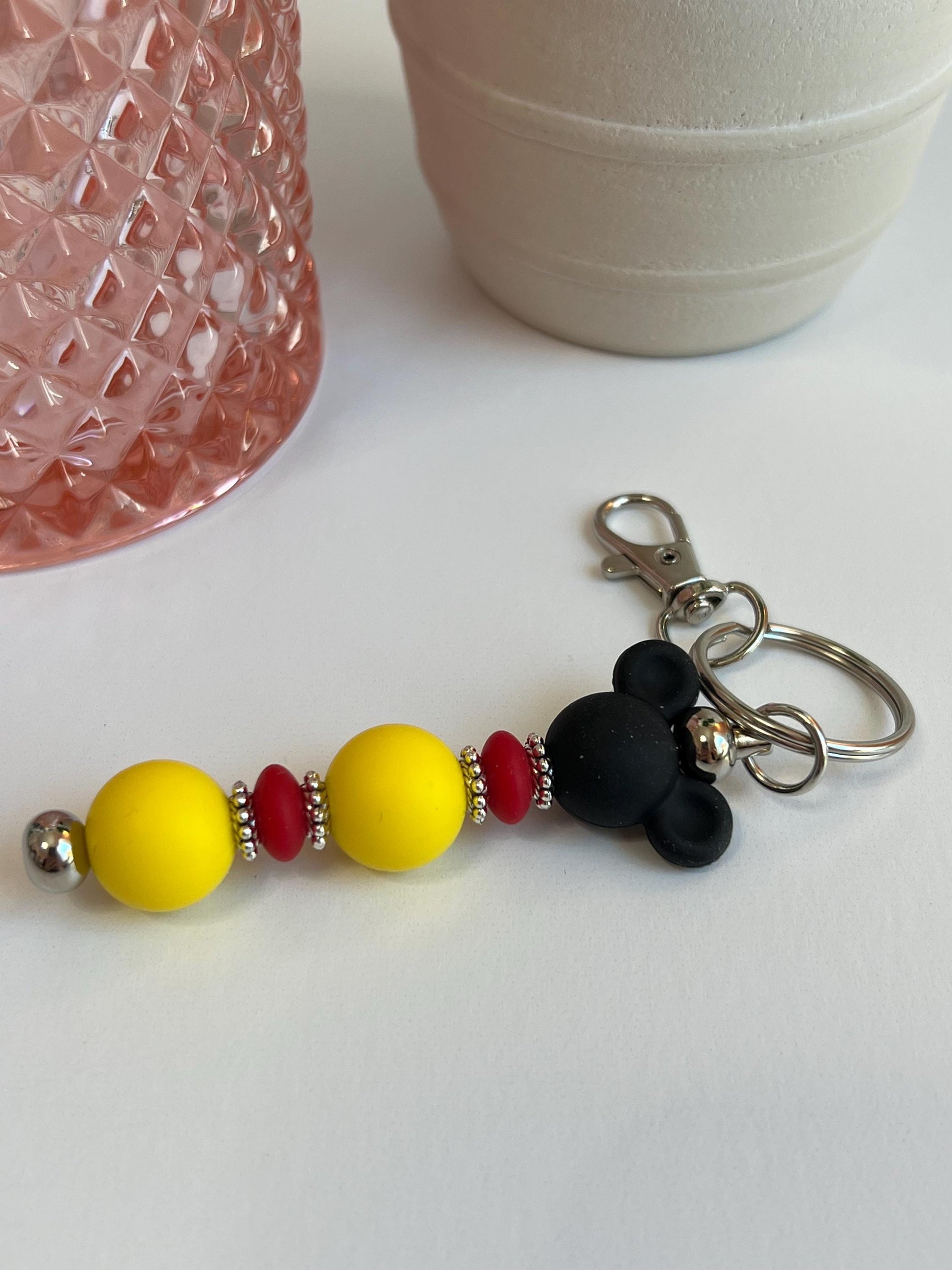 Mickey silicone bead keychain | Bag Charm | Gift for Her | Small Gift | Stocking Stuffer