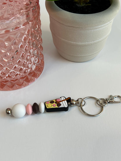Iced Coffee Silicone Bead Keychain: Small Gift