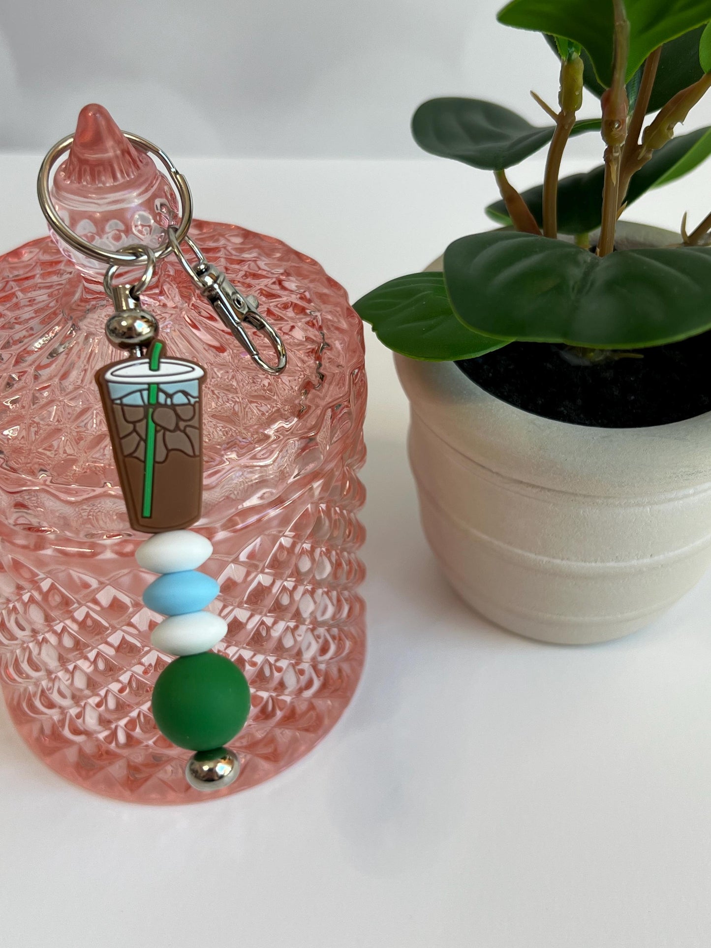 Iced Coffee Silicone Bead Keychain: Stocking Stuffer Gift