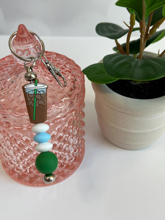 Iced Coffee Silicone Bead Keychain: Stocking Stuffer Gift