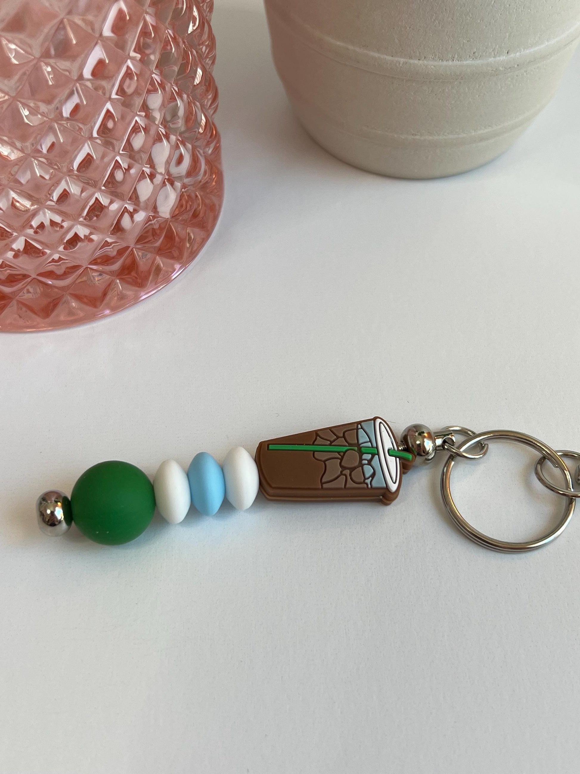 Iced Coffee Silicone Bead Keychain: Stocking Stuffer Gift