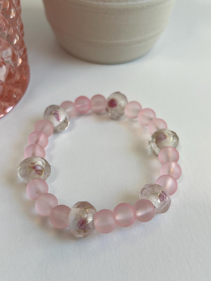 Handmade Pink Beaded Bracelet: Stretchy Cord Jewelry