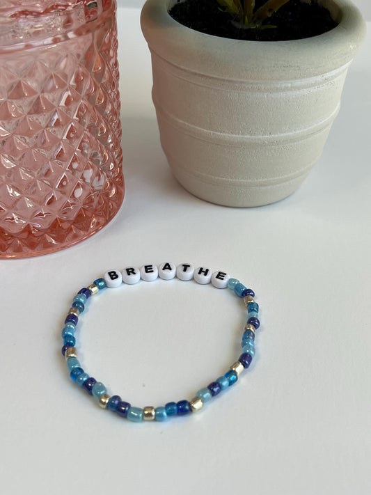 Handmade Beaded Bracelet: Blue & Silver 'Breathe' Jewelry