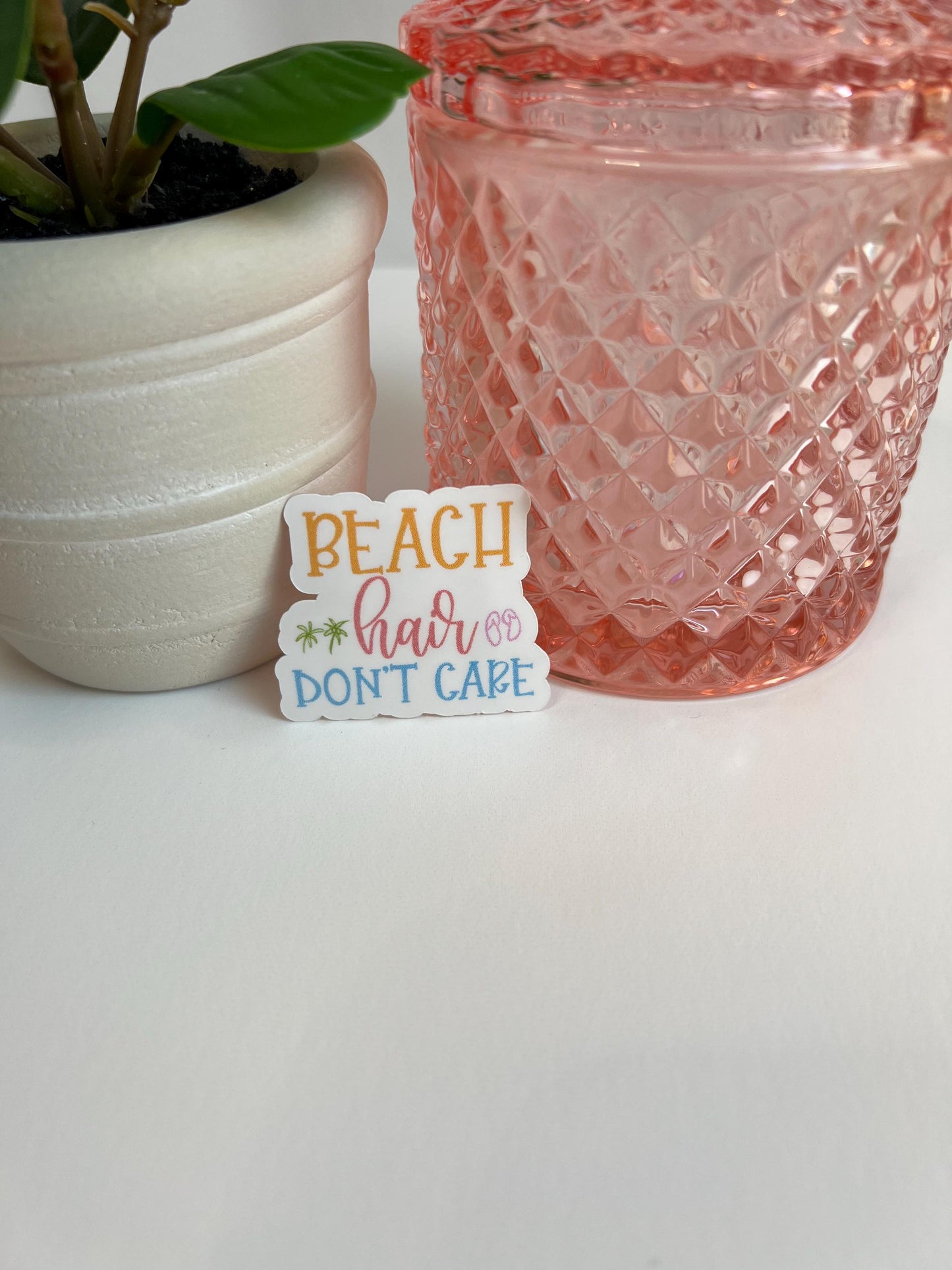 Beach Hair Don't Care sticker -water-resistant, water bottles, laptop, kindle, mug