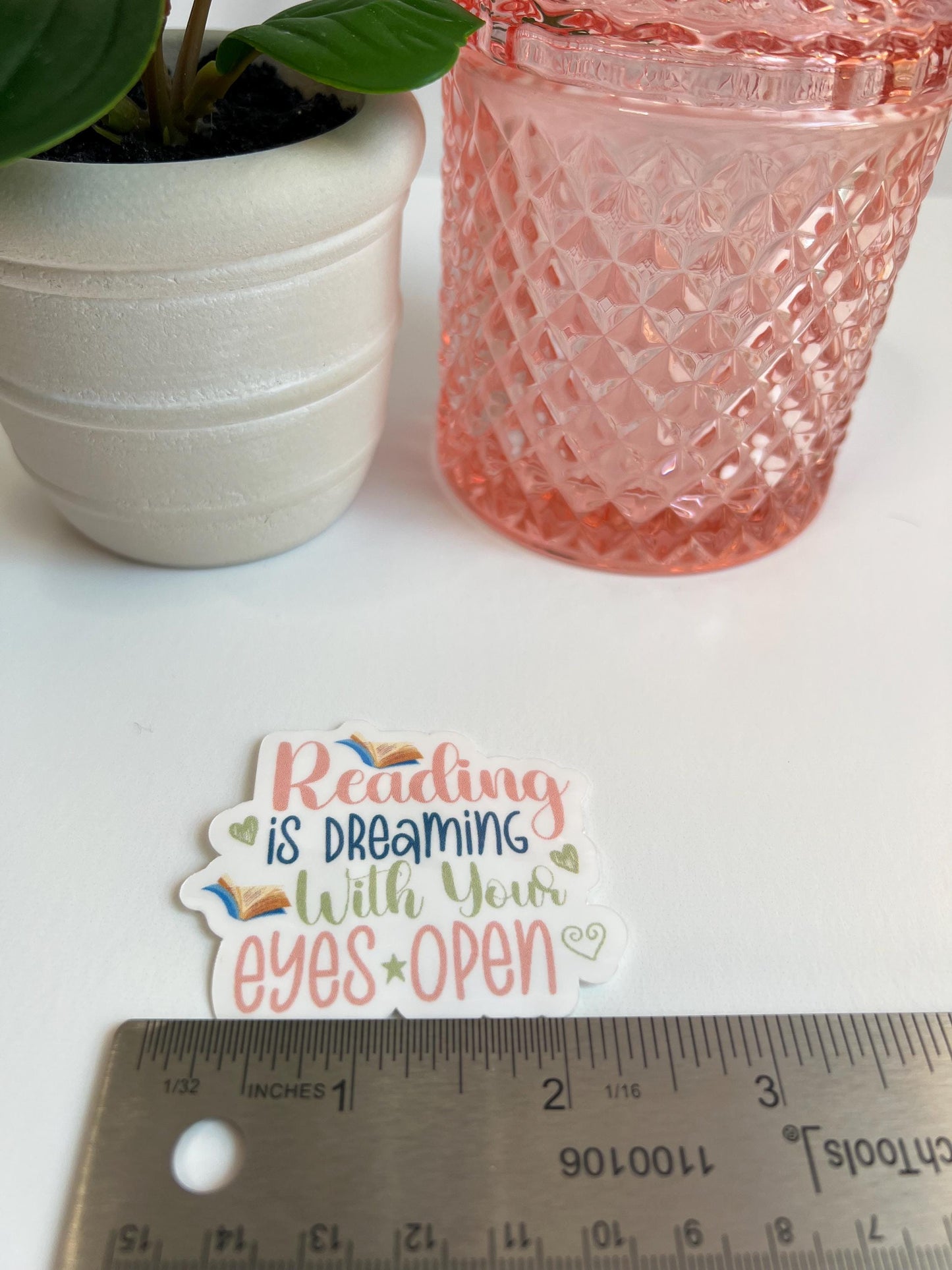 Reading is Dreaming With Your Eyes Open sticker -water-resistant, water bottles, laptop, kindle, mug
