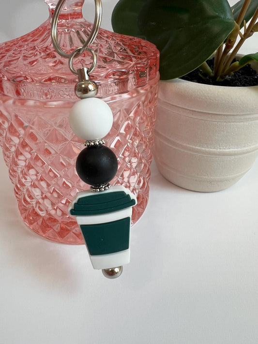 Coffee Cup Silicone Bead Keychain: Small Gift