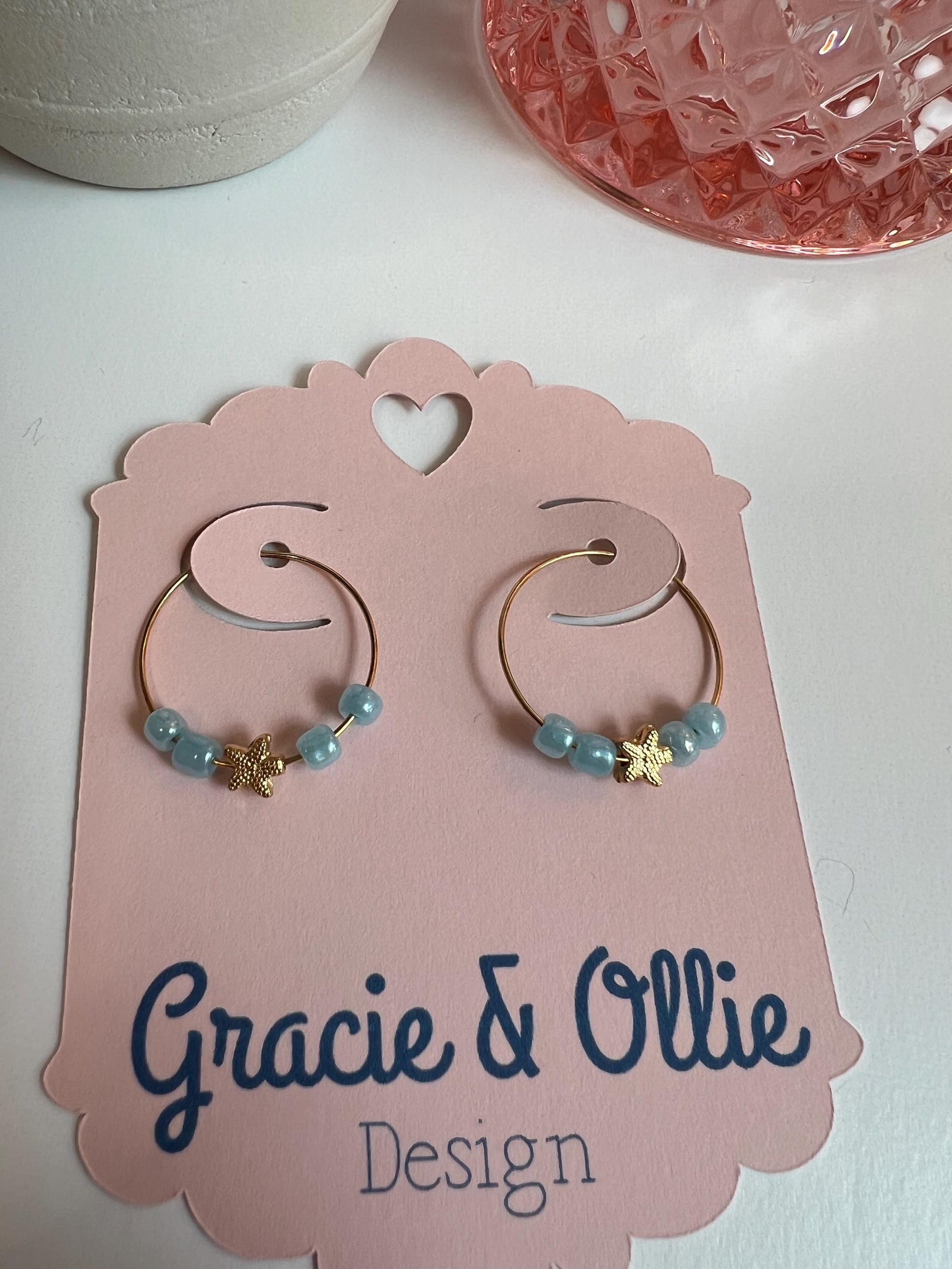 Handcrafted Hoop Earrings - birthday gift, beaded jewelry, present, stocking stuffer