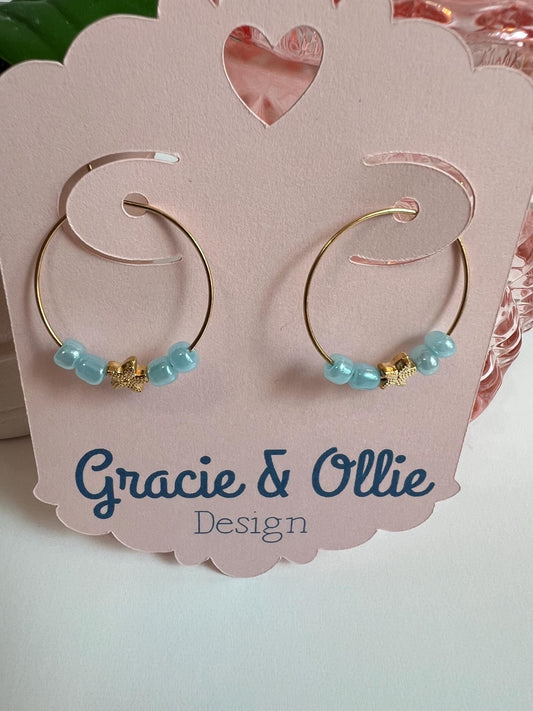 Handcrafted Hoop Earrings - birthday gift, beaded jewelry, present, stocking stuffer